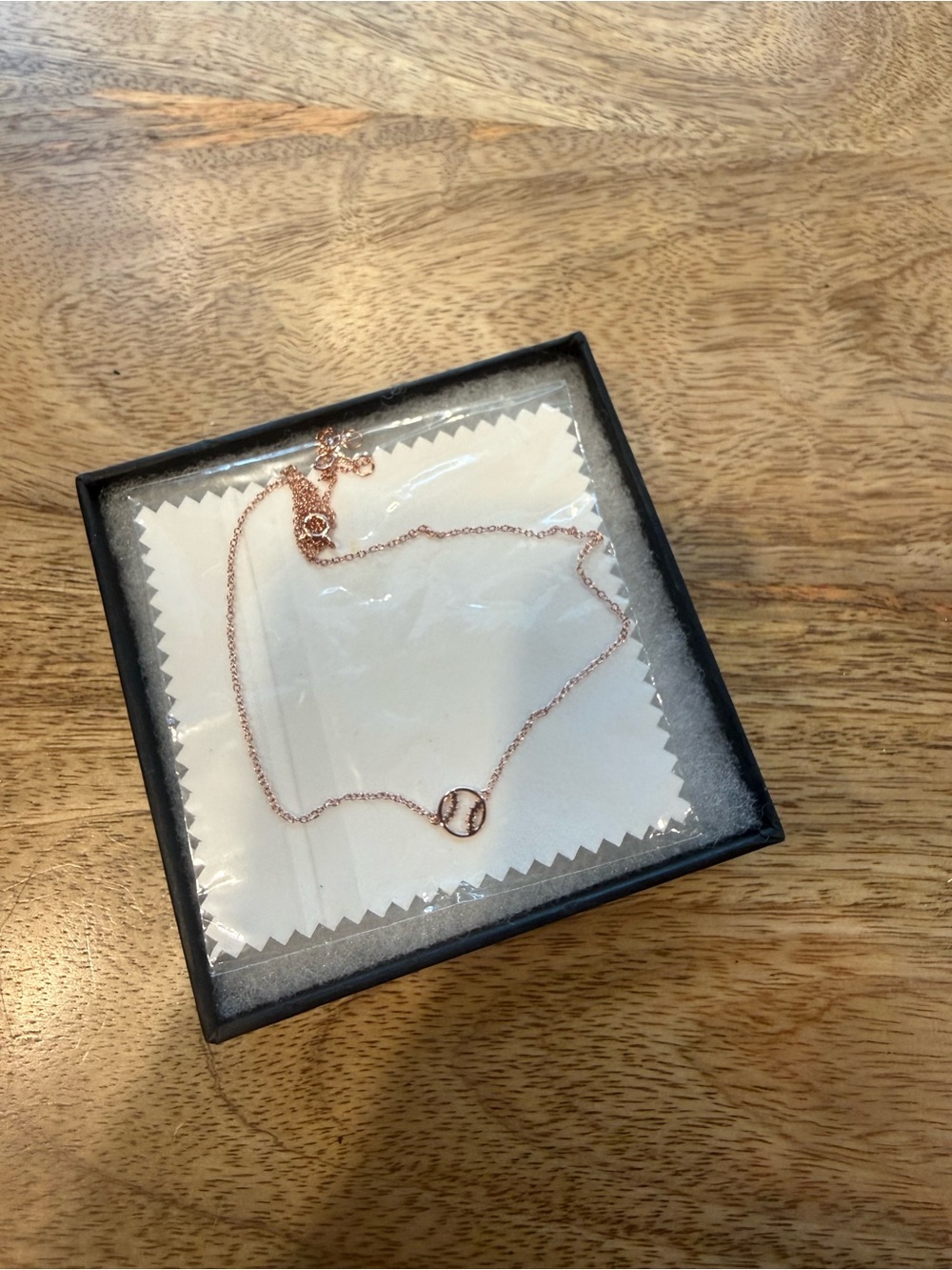 Minimal Rose Gold Softball Pendant Necklace for Women